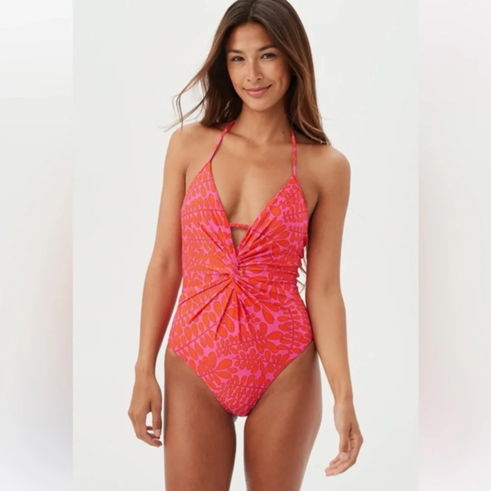 Trina Turk‎ TRELLIS PLUNGE ONE PIECE SWIMSUIT Women’s Size 14 - Picture 2 of 5